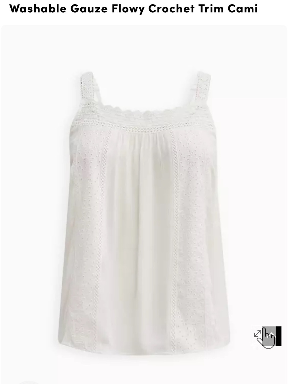 Torrid Washable Gauze Flowy Crochet Trim Cami